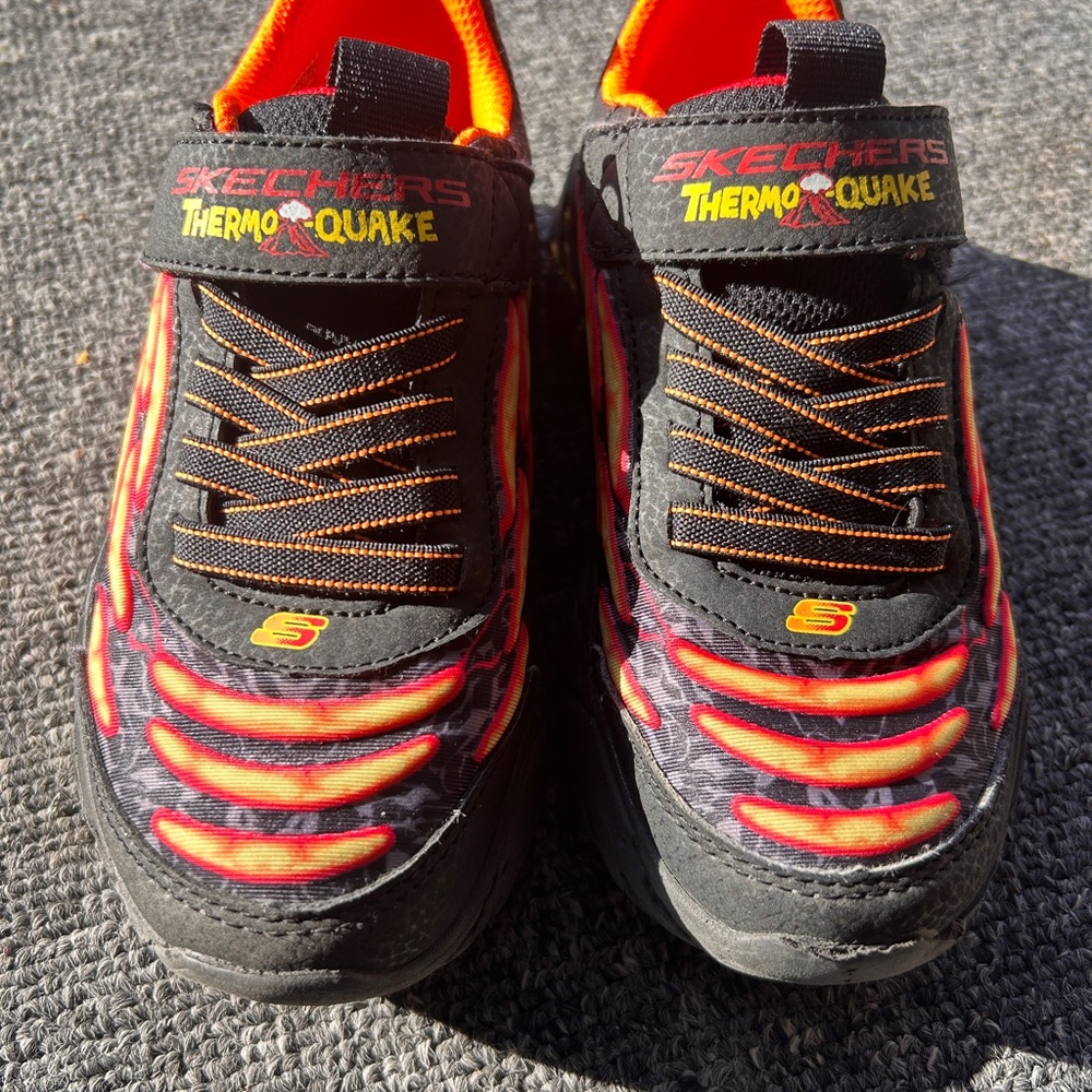 Skechers Kids Thermo-Quake Black and Orange Shoes